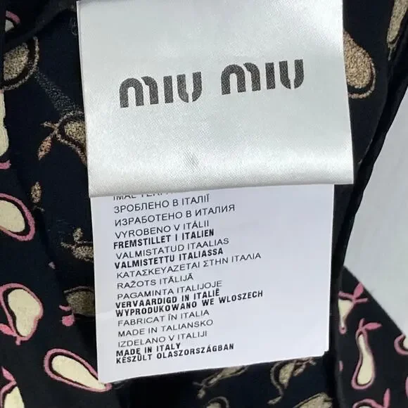 NWOT MIU MIU Skirt 38/US~S ITALY Logo-Spell-Out-Writing Pear-Print Maxi Midi Zip